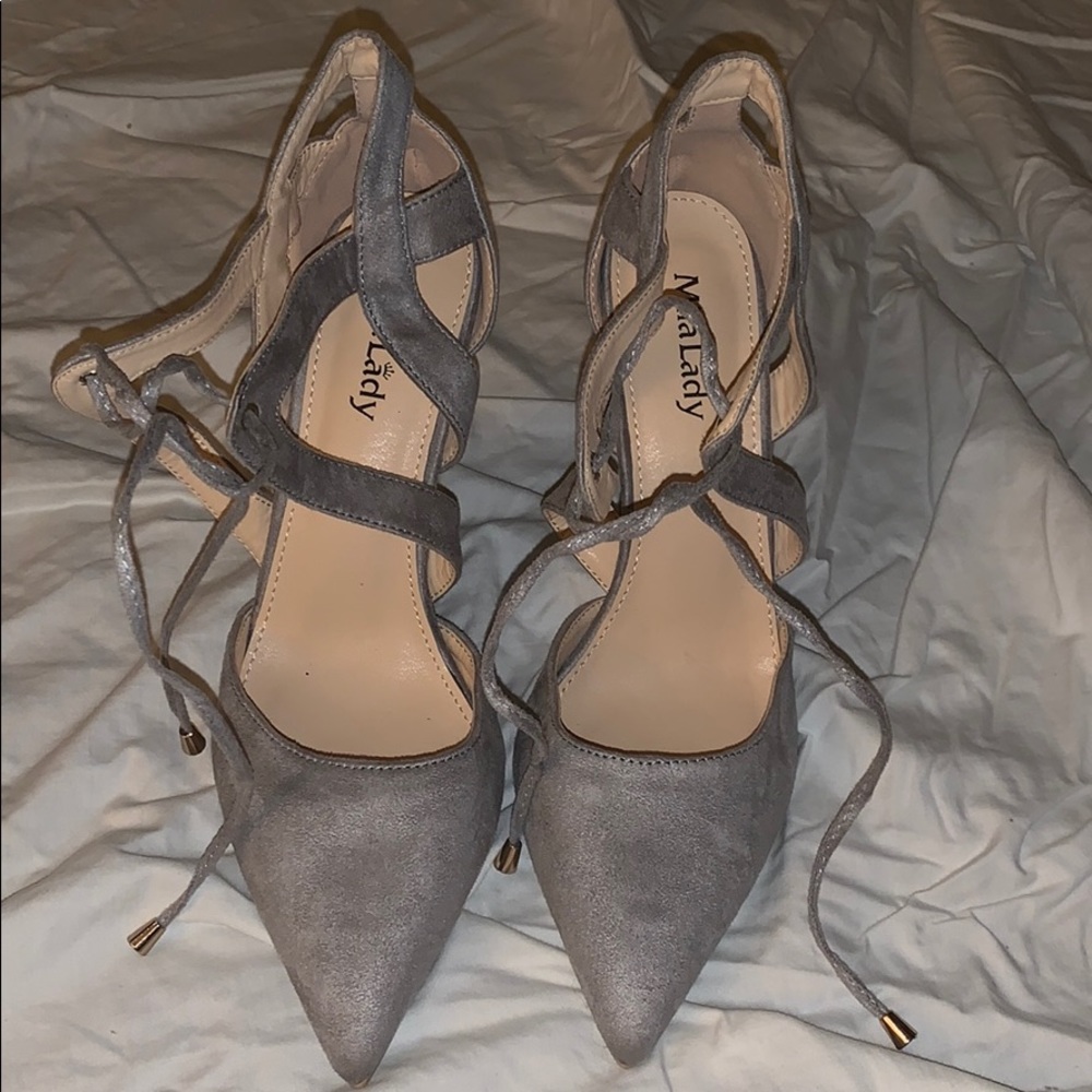 Grey Strappy Heels
